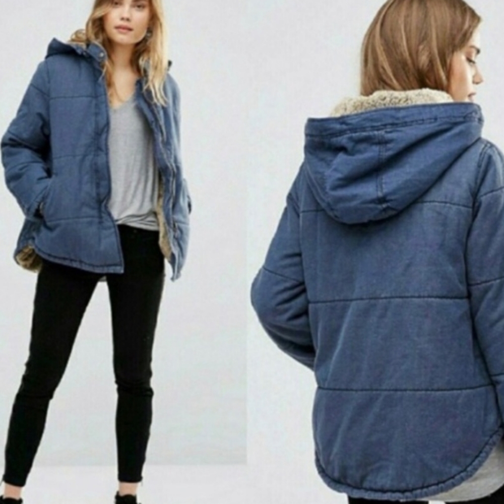 Free People Quilted Coat with fur